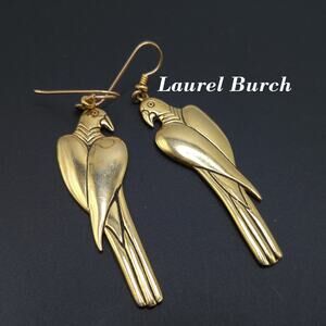 Laurel Burch Gold Plated Parrot Earrings, Gold Filled Ear Wires, 1980s Vintage